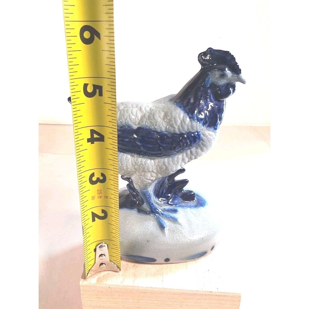 2000 ELDRETH Pottery Salt Glazed Stoneware Chicken Figurine 6" Blue/grey - Picture 3 of 8